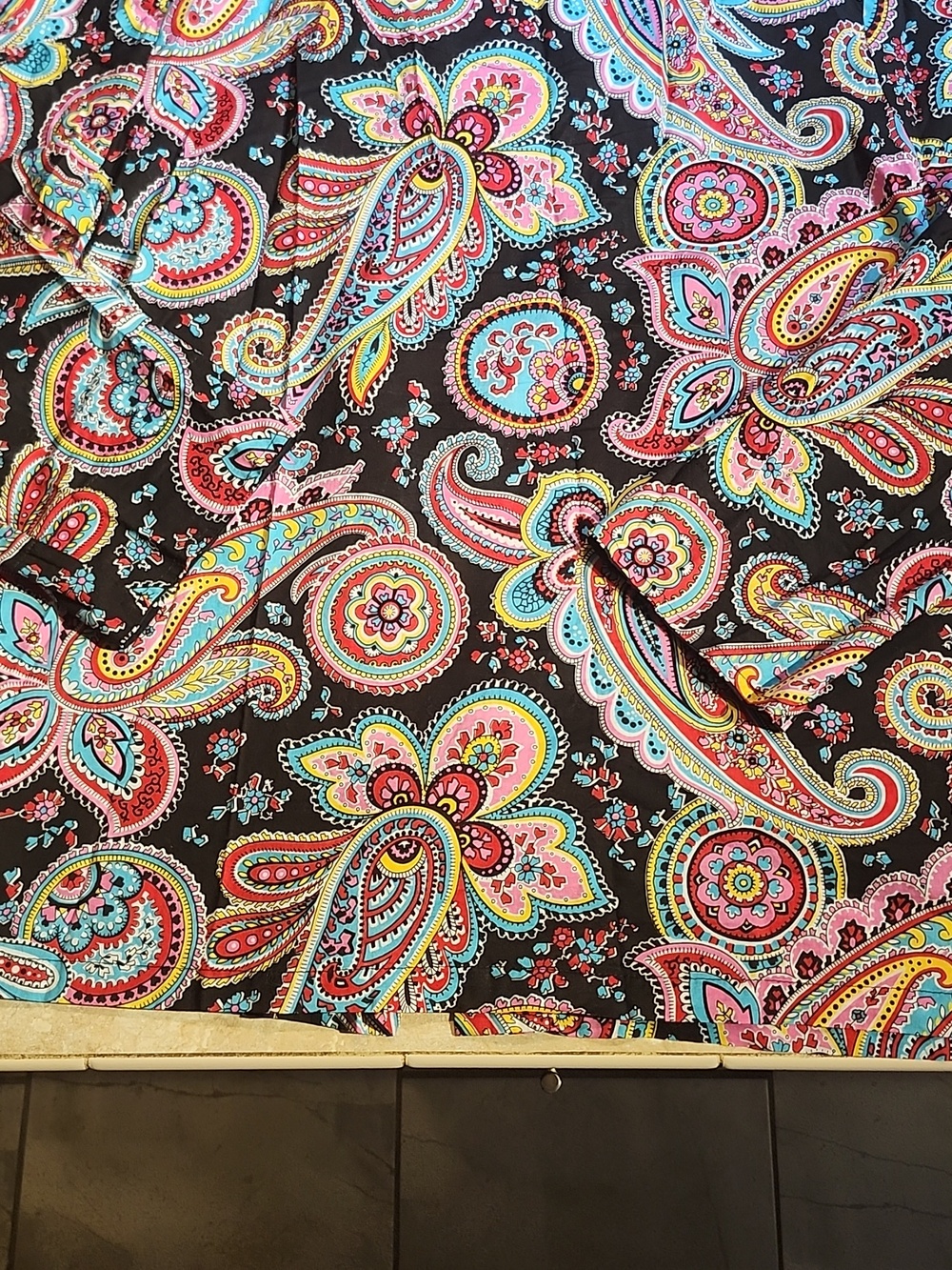 Vera Bradley Black Paisley Print Cotton Blouse XL - Picture 5 of 5